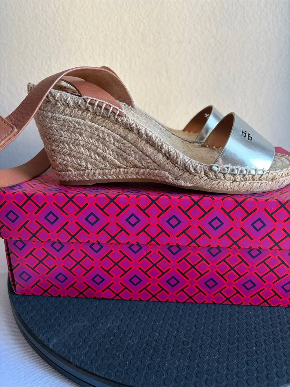 Tory Burch Spark Gold Espadrille Wedge